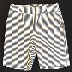 Hilary Radley Navy & White Flat Front Shorts​​ Size Small